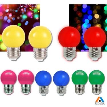 Imagem de Kit 30 Lâmpadas Led Mini Bulbo Bolinhas E27 1w 5 Cores 110/220v - Embu