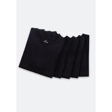 Imagem de Kit Com 5 Camisetas Masculinas Básicas Slim - Hering, G, Preto