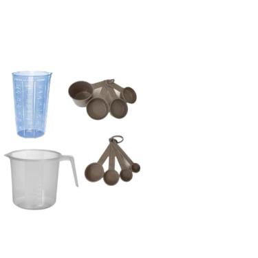 Imagem de Kit Medidores 10 peças - Colheres e Xícaras Cappuccino, Copo Azul e Jarra de 1 Litro!!! Perfeito para suas receitas...