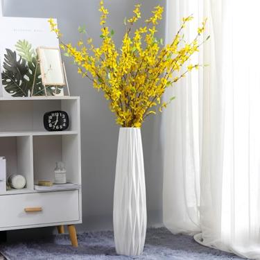 Imagem de Vaso de chão branco 45 cm de altura de cerâmica flor vasos decorativos grandes para mesa prateleira de centros de mesa decoração de casa ramos de sala de estar arranjo de flores secas céu simples decorativo