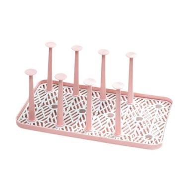 Imagem de YWJLQH Copo de rack de rack de de de dreno de dreno bebendo garrafa de vidro Banamy Stands seco, Rosa Grande