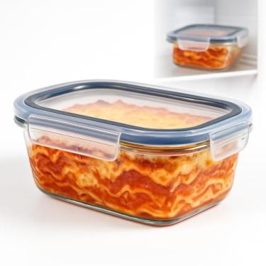 Imagem de Marmita de Vidro Grande 1 Litro Pote Para Mantimentos Hermetico Tampa Com travas Vedação de Silicone