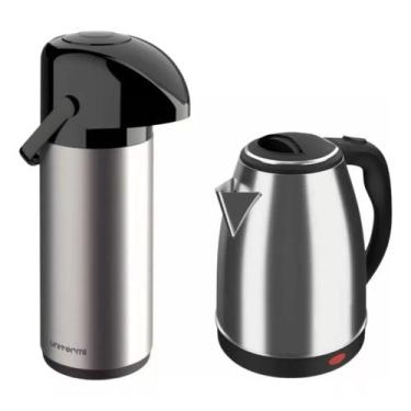 Imagem de Kit Chaleira Jarra Elétrica 1,8L 220v + Garrafa Térmica 1L Verona - Un