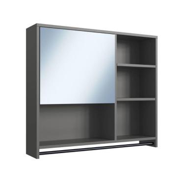 Imagem de Armário Espelheira para Banheiro 80cm P1042 Grafite