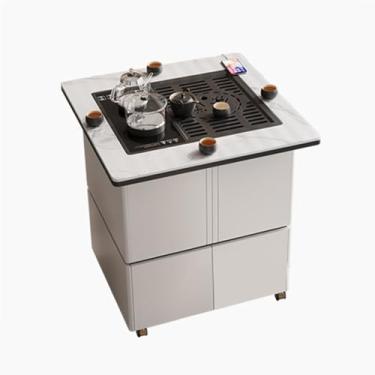 Imagem de Mesa de Chá Mesa de centro elevatória para carrinho de chá móvel com água fervente, adequada para salas de estar e escritórios Mesa Lateral(Branco)