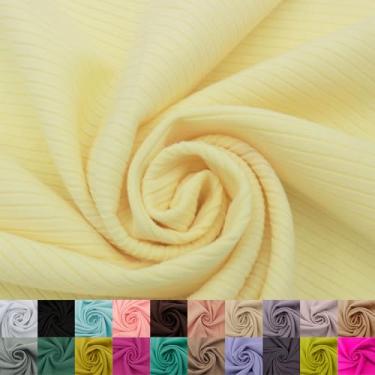 Imagem de Stylish FABRIC Tecido de malha canelada 134.6 cm de largura 4x2 da Yard – Mistura de poliéster rayon elastano – 370 g/m² – pesado, vestidos elásticos em 4 vias, leggings, loungewear e artesanato de