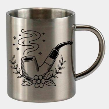 Imagem de Caneca de Inox Premium Prateada 400ml CACHIMBO UMBANDA CANDOMBLE 2  - 
