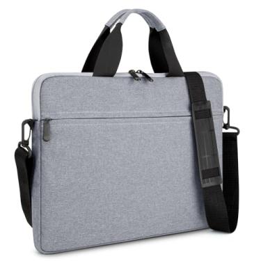 Imagem de Bolsa mensageiro de ombro para laptop de 14 a 15 polegadas pasta fina protetora para computador com alça de bolso para MacBook Acer ASUS HP Surface Dell Chromebook, cinza