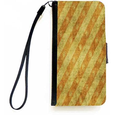 Imagem de Rikki Knight Capa carteira flip com listras florais diagonais amarelas grunge com aba magnética para Apple iPhone 5c