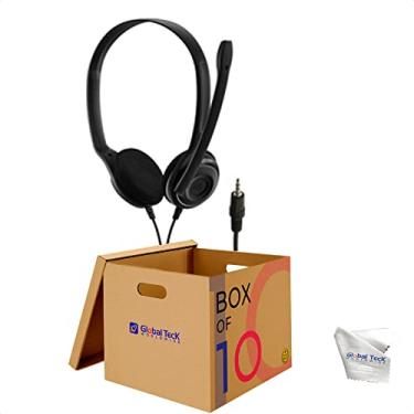 Imagem de GTW conjunto de fones de ouvido estéreo EPOS EDU 10 (pacote em massa com 10) fone de ouvido de computador com kit de microfone inclui pano de microfibra Global Teck