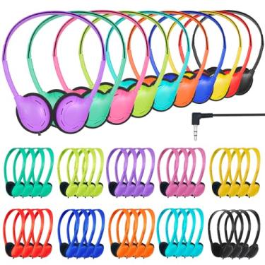 Imagem de TJZXGUI 30 Pack Bulk Classroom Headphones for Students Kids School,Wholesale Headphones Class Set 3.5mm Jack for Chromebook Laptop PC Computer (Multi Color)