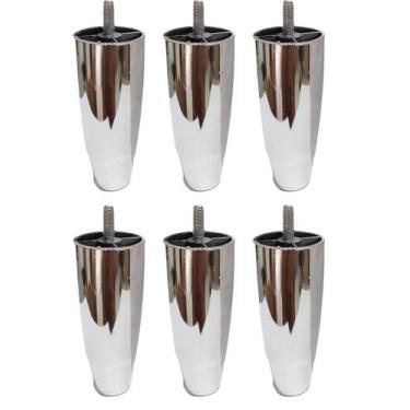 Imagem de Kit 8 Pes Para Cama Box Conico Metalizado Com 12cm de Altura - Fenix M