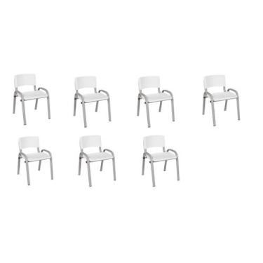 Imagem de Kit 7 Cadeira Iso Infantil Creche, Escola Base Cinza Branco - LAURALAN