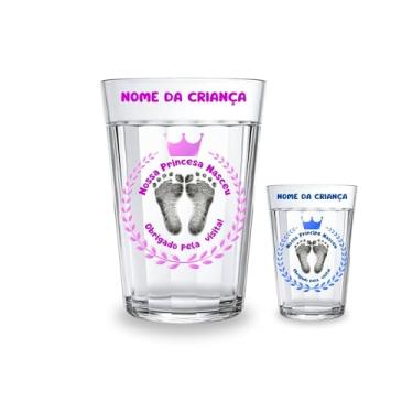 Imagem de Kit 24 Copos Americano Vidro Personalizado 190ml Decorado Temático Presente Lembrancinha Maternidade Nascimento Recém Nascido Menina Menino Frase Delicado (Rosa/MENINA)