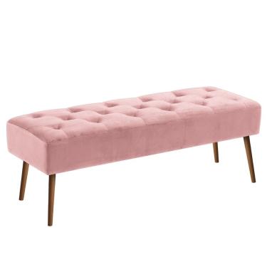 Imagem de Banco Estofado Rubi 1,40M Suede Rosa Bebe - Inova Decor