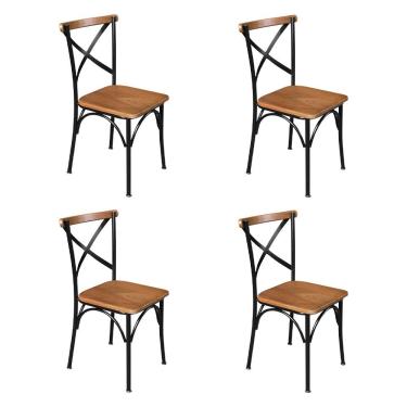 Imagem de Kit 4 Cadeiras De Jantar Industrial Paris Base Alumínio - Castanho - Marrom