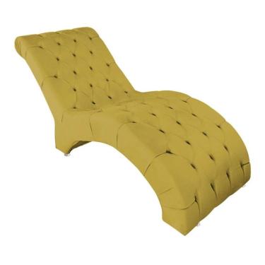 Imagem de Espreguiçadeira Maca Estofada Relaxante Descanso Suede Joana Cor:amarelo