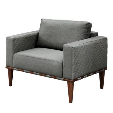 Imagem de Poltrona Bella Luxo Madeira Maciça Castellar Móbile Linho Cinza Linho Cinza