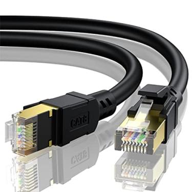Imagem de BUSOHE Cabo Ethernet Cat 8 de 25 pés, cabo Cat8 de alta velocidade de 40 Gbps 2000 MHz com conector RJ45 banhado a ouro, cabo de rede LAN resistente para Internet S/FTP