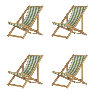 Imagem de Kit 4 Cadeira Espreguiçadeira Dobrável S-b-l Verde-branco