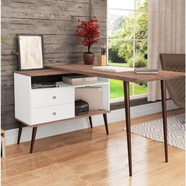 Imagem de Mesa L Retrô 2 Gavetas