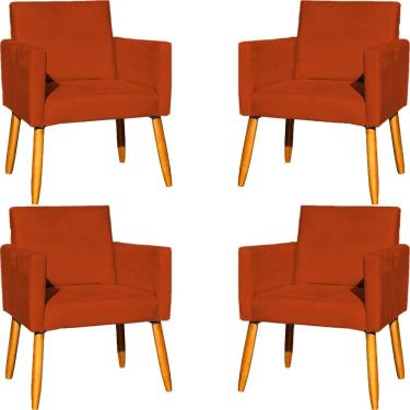 Imagem de Kit 4 Poltrona Para Sala Recepção Consultório Cadeira Nina Pés Palito Terracota Suede
