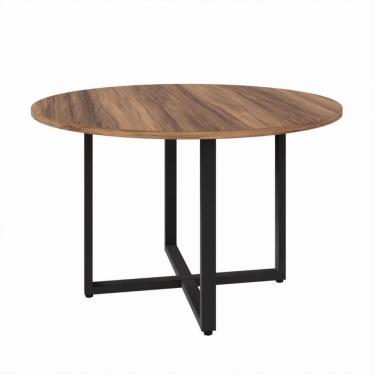 Imagem de Mesa Circular Office 120cm Pé Quadro Web Office Nogal-preto