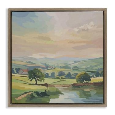 Imagem de Stupell Industries Arte de parede em tela flutuante marrom paisagem campestre do meio-oeste por Amelia Noyes, 25 x 25