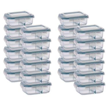 Imagem de Pote de Vidro Hermético Com Divisoria 640ml Marmita 24 Unidade - QUALI