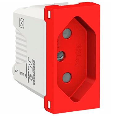 Imagem de Módulo Tomada 2P+T 10A Antibacteriano Vermelha Orion S70202134, Schneider Electric