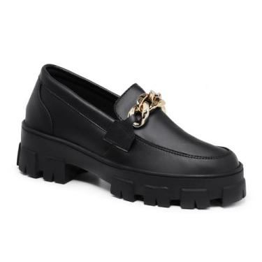 Imagem de Mocassim Blogueira Feminino Sola Tratorada Oxford - Use Mais, Preto me