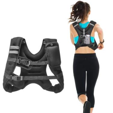 Imagem de VEVOR Colete pesado, colete de peso de 5,4 kg com faixa refletiva, colete de peso corporal com fivela ajustável para homens e mulheres, equipamento de treino para treinamento de força, corrida,