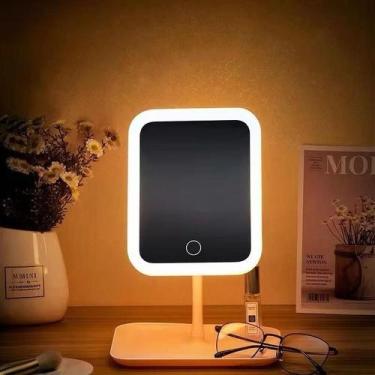 Imagem de Espelho Led De Mesa Organizador Maquiagem Iluminação Moderno Com Rotaç