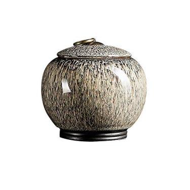 Imagem de Urna Funerária Urna Funerária Para Adulto Pet Ashes Hum Pequenas Urnas Memoriais Hdmade Cerâmica Lembrança Urna Funerária Em Casa Ou Cemitério Cão Gato 12,5 * 12,5cm, Beige