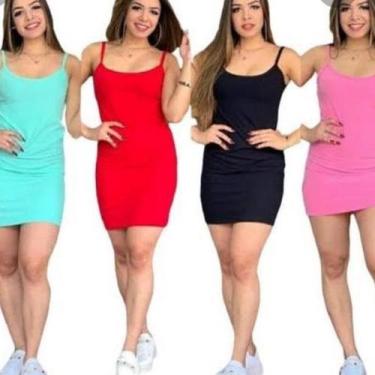 Imagem de Vestido feminino alça canelado curto - Filó Modas, g, Vermelho