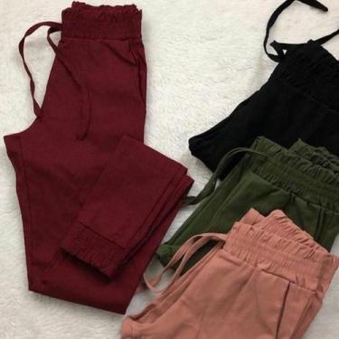 Imagem de Calça jogger feminina com elastico na cintura bengaline - Filó Modas, 