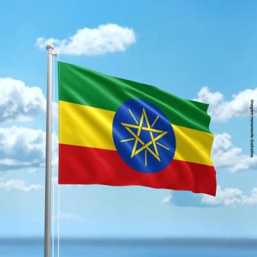 Imagem de Bandeira da Etiópia 80cmx140cm Tecido Oxford 100% Poliéster - Presente