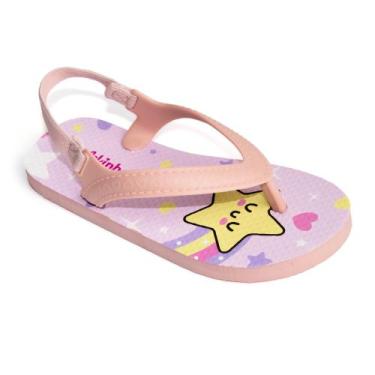 Imagem de Sandália Molekinha Menina Infantil Chinelo Bebê Confortável, Rosa, 23-