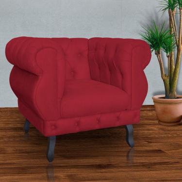 Imagem de Poltrona Decorativa Sala Recepção Maya Suede Vermelho LM DECOR