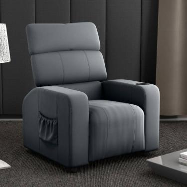 Imagem de Poltrona Reclinável Para Sala Hull Veludo Cinza