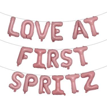 Imagem de Faixa balão Love at First Spritz - Decorações de chá de panela Aperol Spritz para ela, decorações de festa de casamento de despedida de solteira (LOVE AT FIRST SPRITZ rosa)