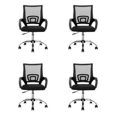 Imagem de Conjunto 4 Cadeiras Escritório Office Arco Mesh Pret Conthey