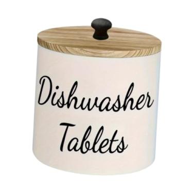 Imagem de Fenteer Caixa de armazenamento para -louças, versátil, resistente, à prova de poeira, com capa, organizador de madeira para de banheiro, Branco