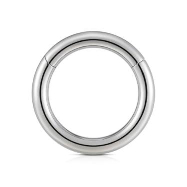 Imagem de FINE4U Argola articulada de calibre grande 6G 8G 10G 10 mm 12 mm 14 mm 16 mm - ASTM F136 clicker de titânio para septo, alongamento de lóbulo, hipoalergênico sem níquel piercing corporal joia, Titânio