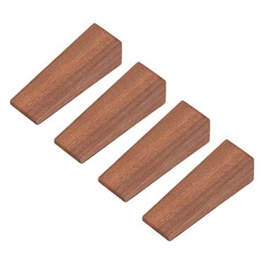 Imagem de Luqeeg 4 batentes de porta de madeira de faia maciça, cunha triangular marrom escuro antiderrapante para quarto, banheiro, sala de estar, escritório, evita batidas e arranhões