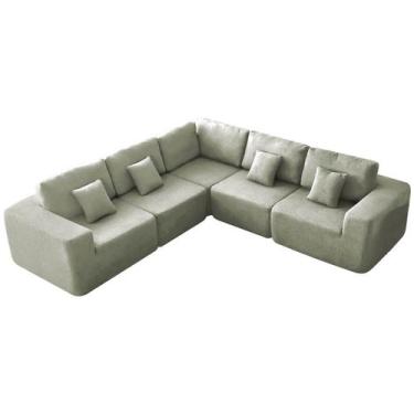 Imagem de Kit Sofá Modular 5 Lugares Moderno Curvo Orgânico Adapt Bouclé - Doce 