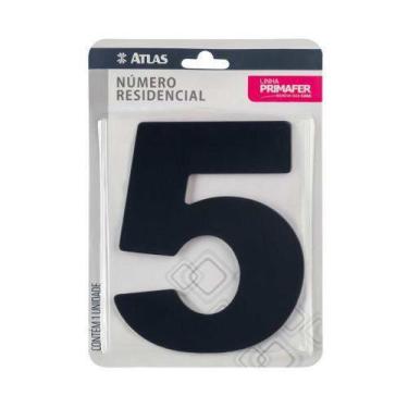 Imagem de Número Residencial Alumínio ACM 5 Preto com Fita 3M VHB - Uso Interno/
