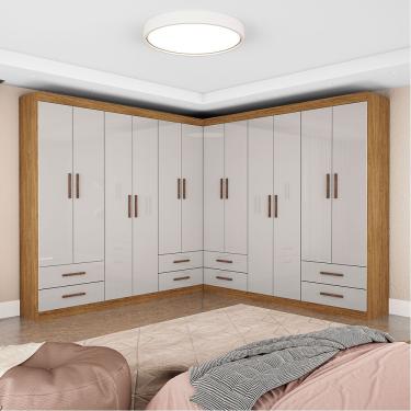 Imagem de Closet Casal Duplo Lu 12 Portas 8 Gavetas Cinamomo Com Off White