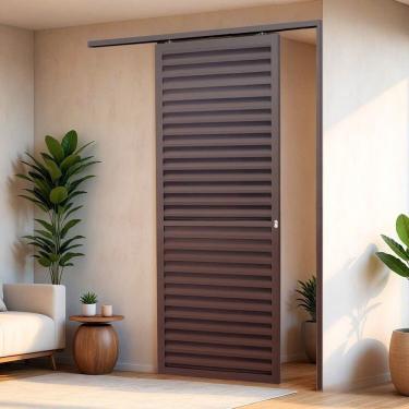 Imagem de Porta De Correr Suspensa 210x90cm Veneziana Esq L.25 Corten