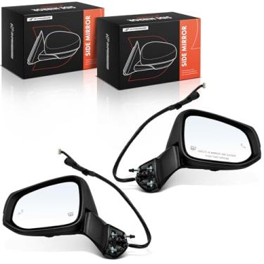 Imagem de A-Premium Par (2) espelhos retrovisores elétricos do lado esquerdo e direito - compatível com Toyota Highlander 2020-2021 - retrovisor externo preto dobrável manual aquecido com luz de poça e detecção